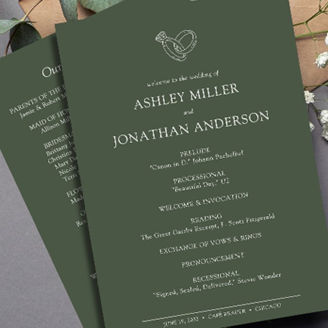 Elegant Modern Simple Elements Wedding Program (Creator Uploaded)