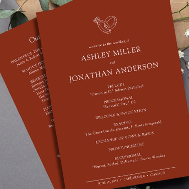 Elegant Modern Simple Elements Wedding Program (Creator Uploaded)