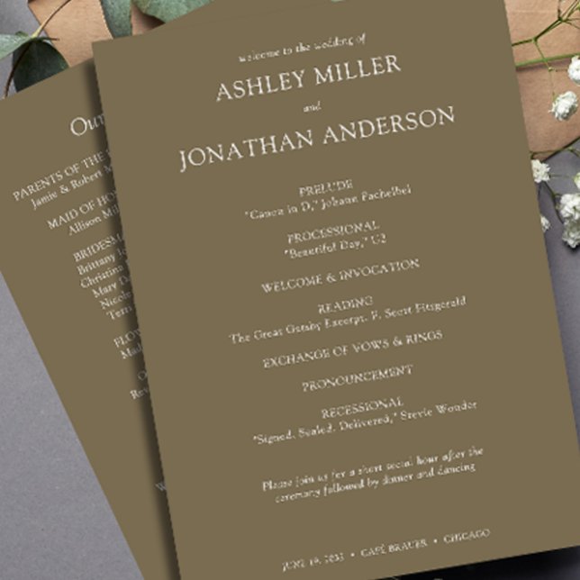 Elegant Modern Simple Elements Wedding Program (Creator Uploaded)