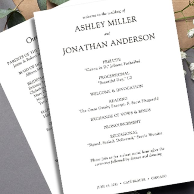 Elegant Modern Simple Elements Wedding Program (Creator Uploaded)