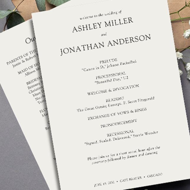 Elegant Modern Simple Elements Wedding Program (Creator Uploaded)