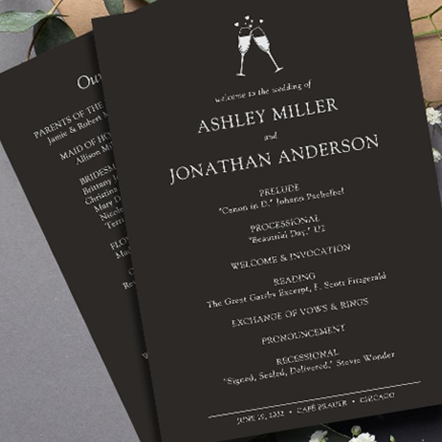 Elegant Modern Simple Elements Wedding Program (Creator Uploaded)