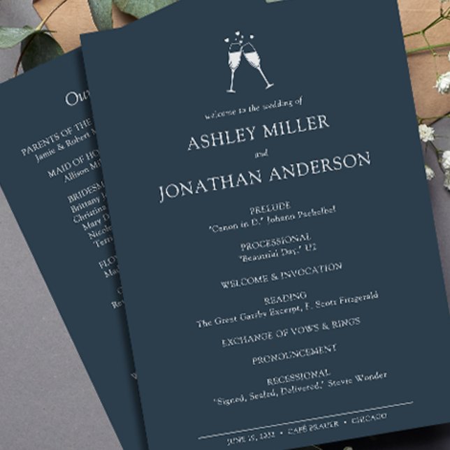 Elegant Modern Simple Elements Wedding Program (Creator Uploaded)