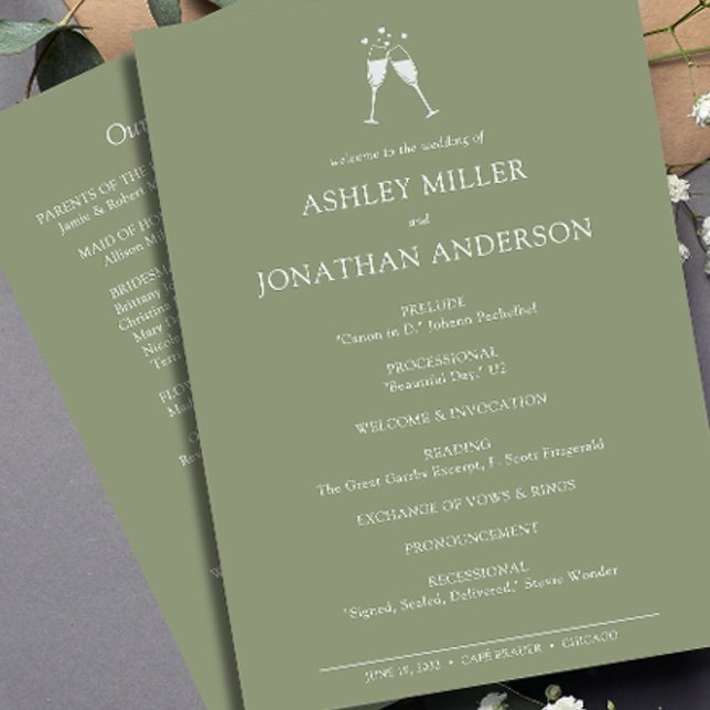 Elegant Modern Simple Elements Wedding Program (Creator Uploaded)