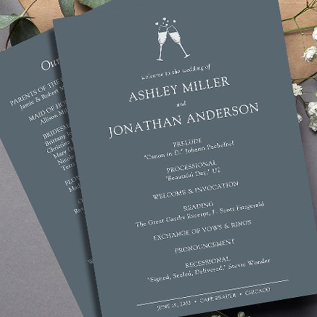 Elegant Modern Simple Elements Wedding Program (Creator Uploaded)