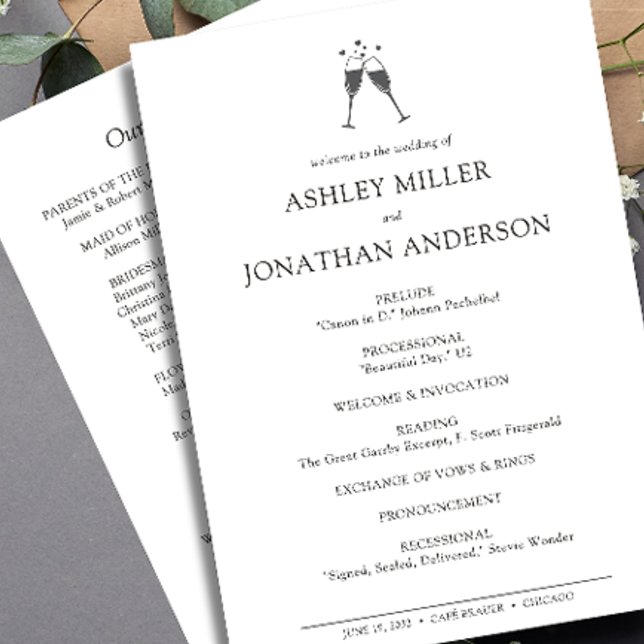 Elegant Modern Simple Elements Wedding Program (Creator Uploaded)