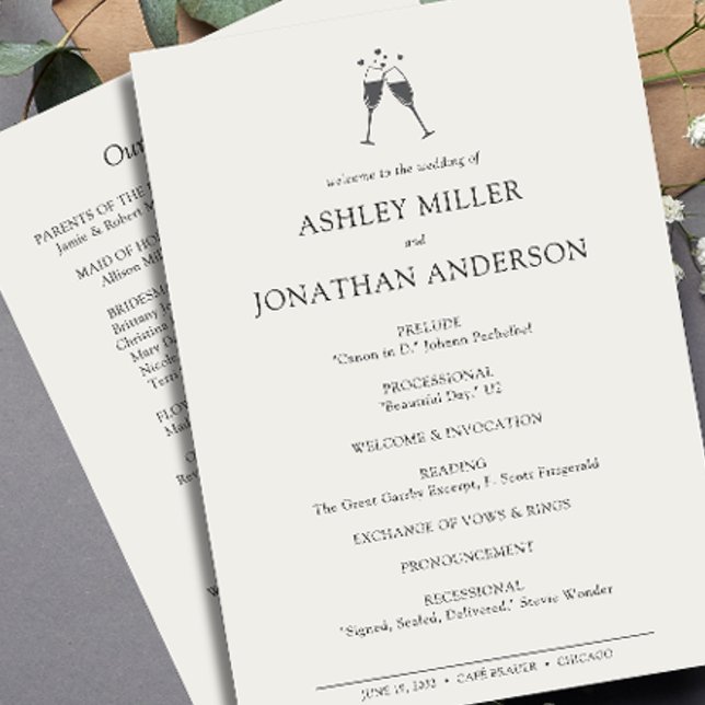 Elegant Modern Simple Elements Wedding Program (Creator Uploaded)