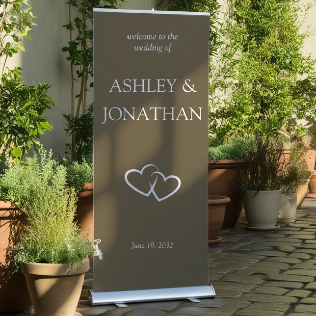 Elegant Modern Simple Elements Wedding Welcome Retractable Banner (Creator Uploaded)