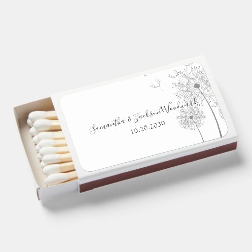 Elegant Modern Simple Flowers Wedding Favor Matchboxes