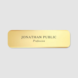 Elegant Modern Simple Glamour Gold Look Template Name Tag