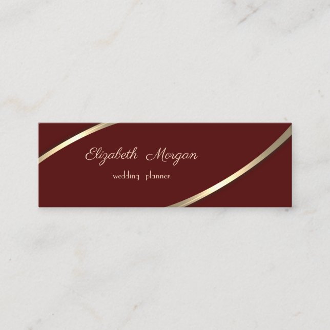 Elegant  Modern Simple, Gold Stripes Mini Business Card (Front)