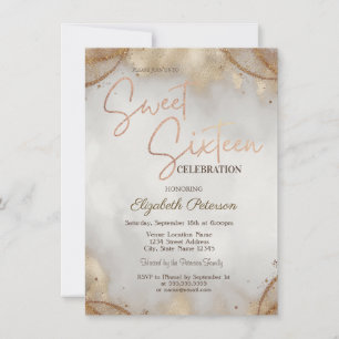 Elegant Modern Simple Gold Touch Sweet 16  Invitation