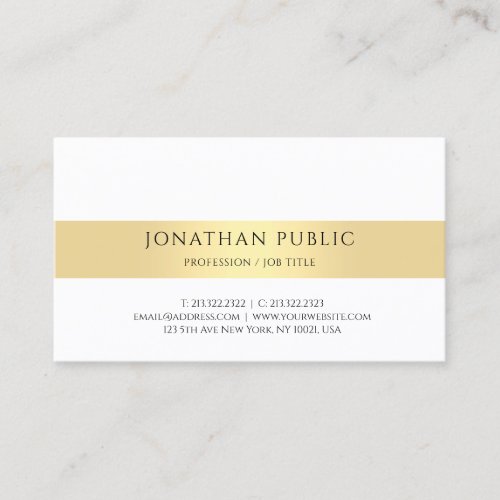 Elegant Modern Simple Gold White Professional Business Card