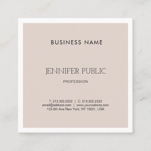 Elegant Modern Simple Graphic Design Trendy Plain Square Business Card