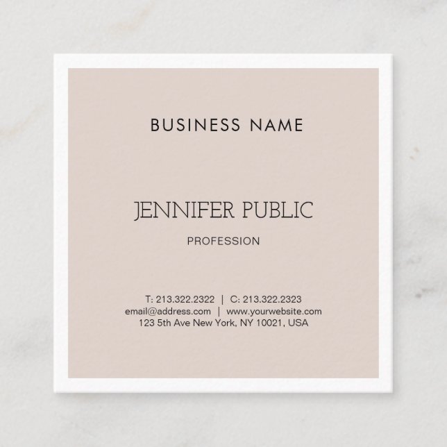 Elegant Modern Simple Graphic Design Trendy Plain Square Business Card (Front)
