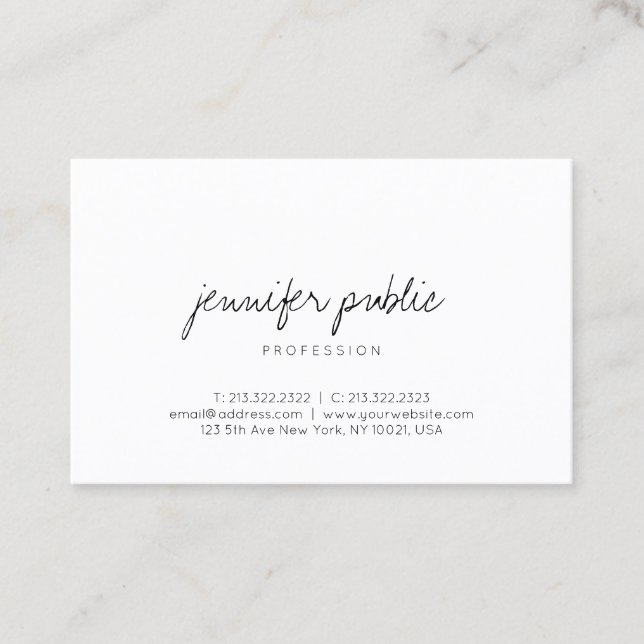 Elegant Modern Simple Handwritten Script Template Business Card (Front)