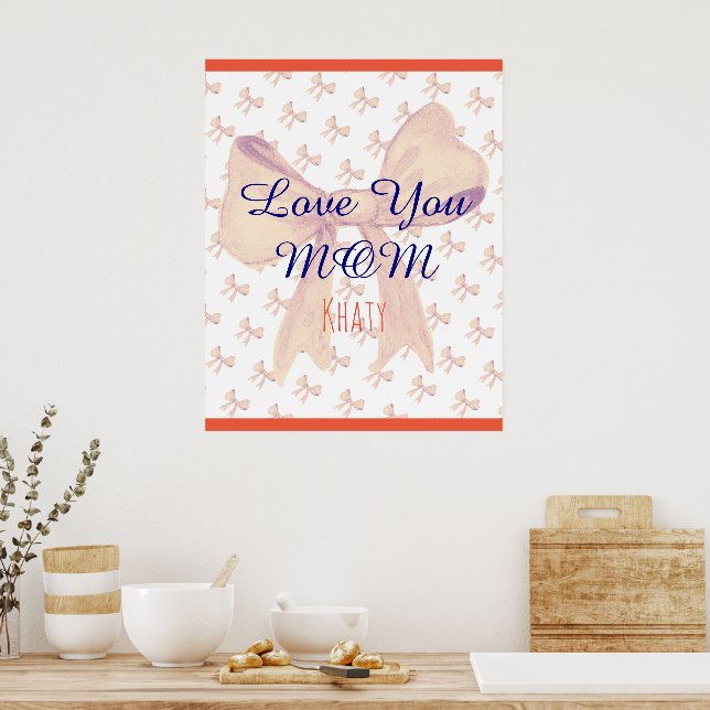 Elegant Modern Simple Love You Mom Mothers Day Poster (Kitchen)
