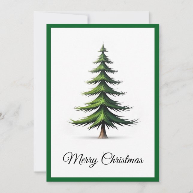 Elegant Modern Simple Minimalist Christmas Tree Holiday Card (Front)