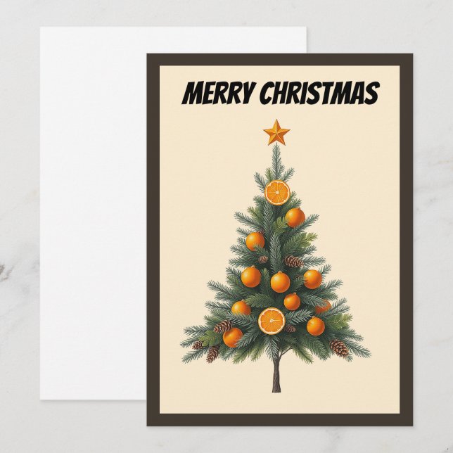 Elegant Modern Simple Minimalist Christmas Tree  Holiday Card (Front/Back)