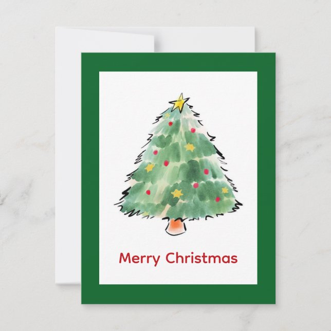 Elegant Modern Simple Minimalist Christmas Tree  Holiday Card (Front)