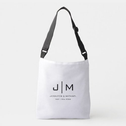 Elegant Modern Simple Monogram Wedding Couple Crossbody Bag