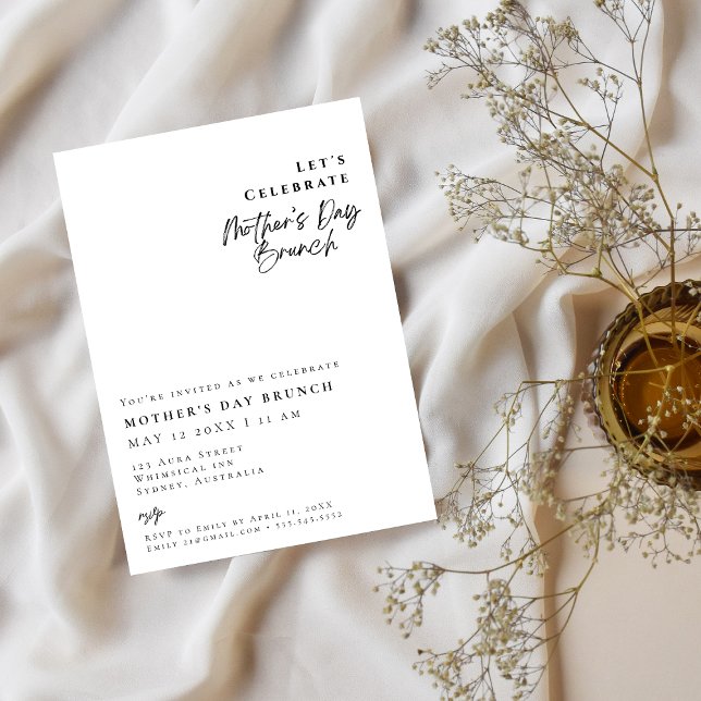 Elegant modern Simple mother's day BRUNCH  Invitat Invitation (Creator Uploaded)