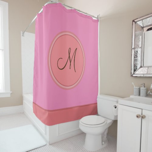 Elegant Modern Simple Pink Monogram Personalize  Shower Curtain
