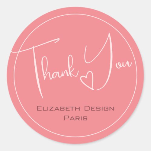 Elegant Modern Simple Plain Girly Pink Thank You Classic Round Sticker