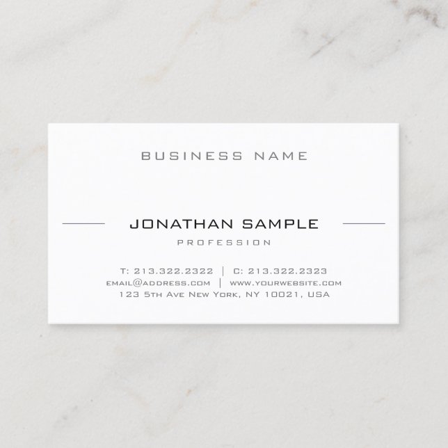 Elegant Modern Simple Plain Trendy Professional Business Card (Front)