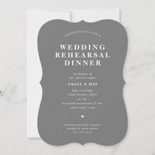 ELEGANT modern simple rehearsal dinner silver gray Invitation