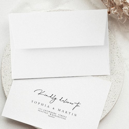 Elegant Modern Simple Return Address Wedding RSVP  Envelope