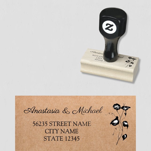 elegant modern simple script botanical wedding  rubber stamp (Creator Uploaded)