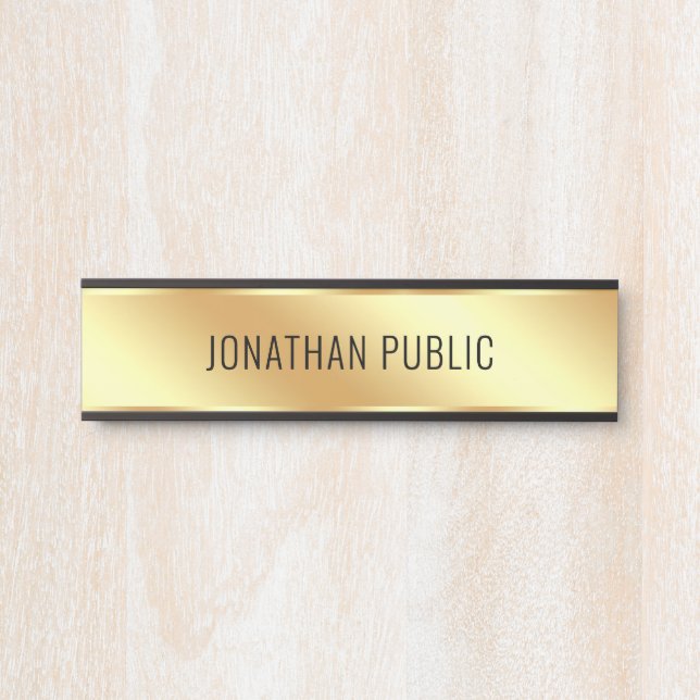 Elegant Modern Simple Template Faux Gold Home Door Sign (Front)