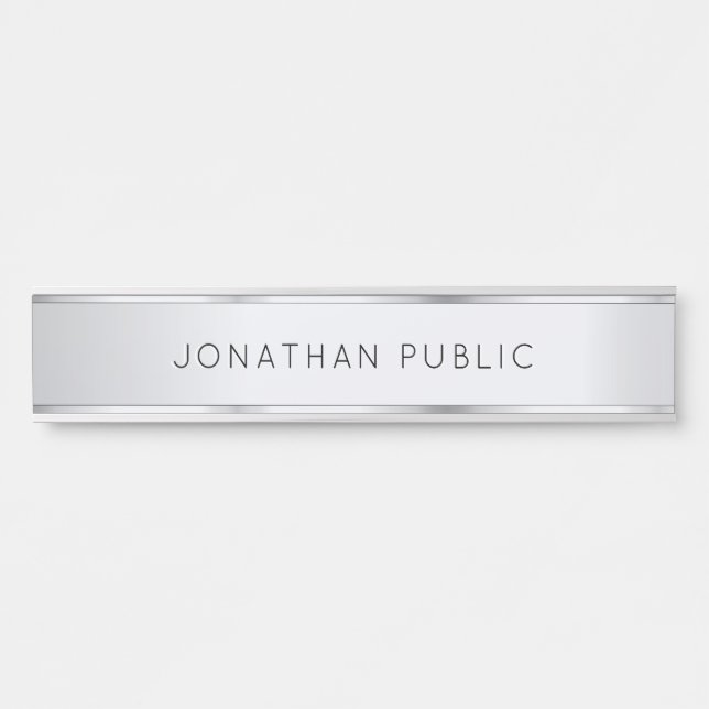 Elegant Modern Simple Template Glamour Silver Door Sign (Front)