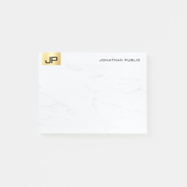 Elegant Modern Simple Template Gold And Marble Post-it Notes (Front)