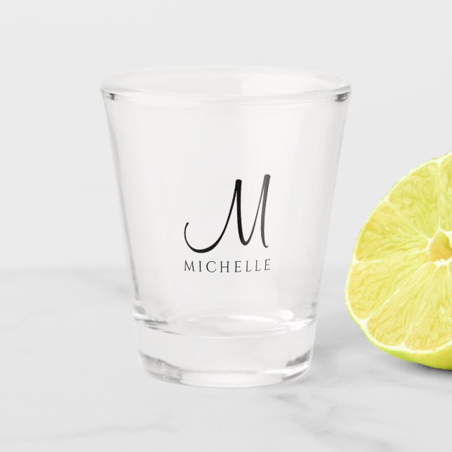 Elegant Modern Simple Template Initial Monogram Shot Glass (Front)