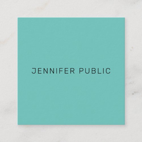 Elegant Modern Simple Template Trendy Light Teal Square Business Card