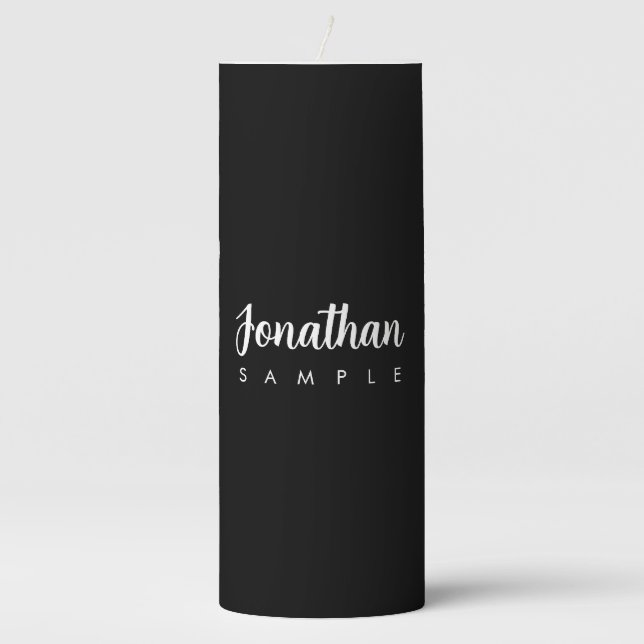 Elegant Modern Simple Template Typography Name Pillar Candle (Front)