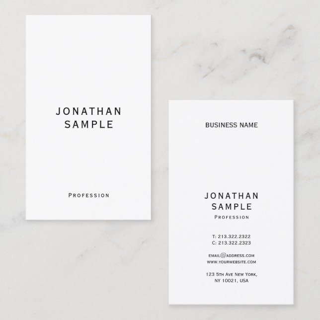 Elegant Modern Simple Template Vertical Business Business Card (Front/Back)