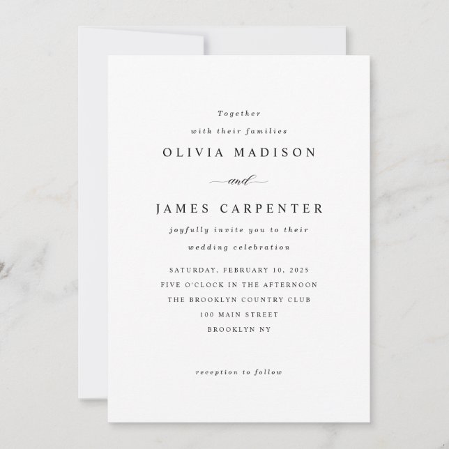 Elegant Modern Simple Typography Classic Wedding Invitation (Front)