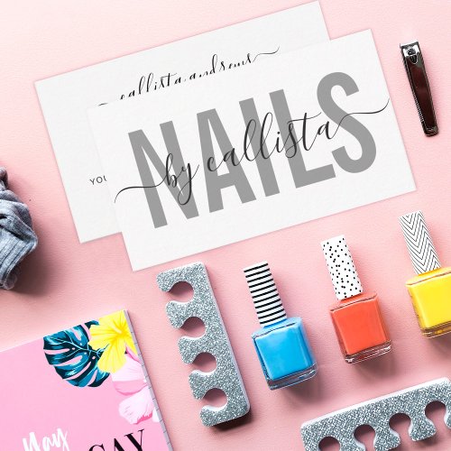 Elegant Modern Simple Typography Nail Artist Business Card