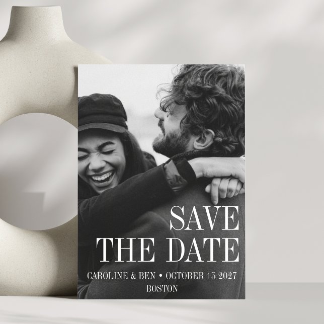 Elegant Modern Simple Vertical Photo Wedding Save The Date (Creator Uploaded)