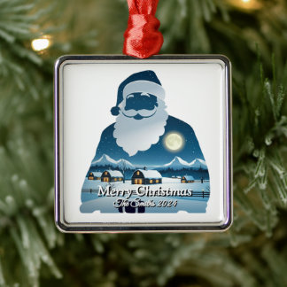 Elegant Modern Simple Vintage Family Christmas Metal Ornament