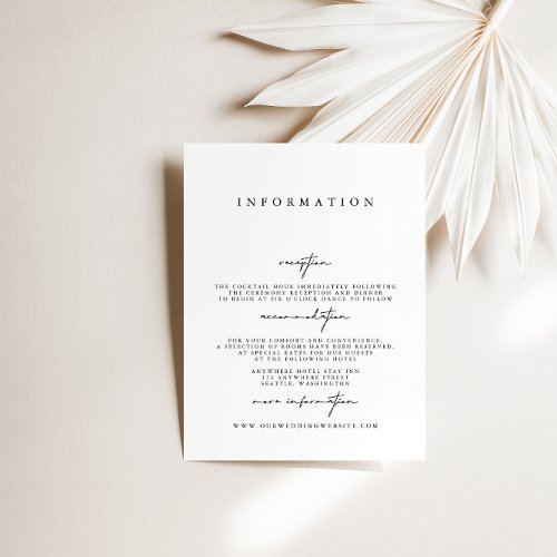 Elegant Modern Simple Wedding Enclosure Cards