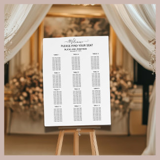 Elegant Modern Simple Wedding Seating Chart Foam Board