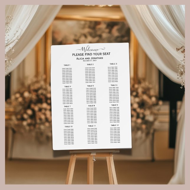 Elegant Modern Simple Wedding Seating Chart Foam Board (Creator Uploaded)