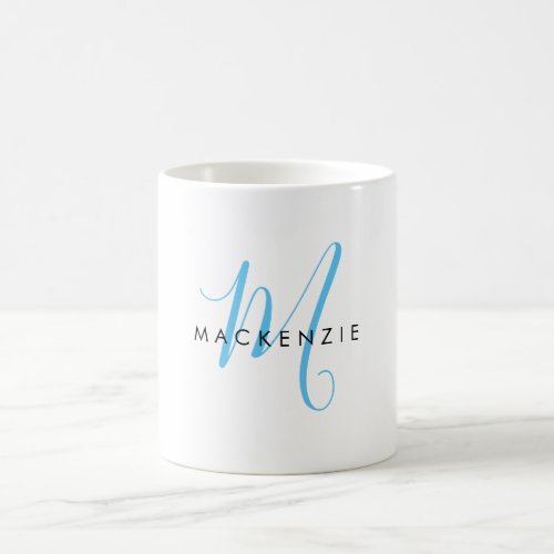 Elegant Modern Sky Blue Script Monogram Coffee Mug