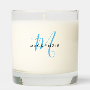 Elegant Modern Sky Blue Script Monogram Scented Candle