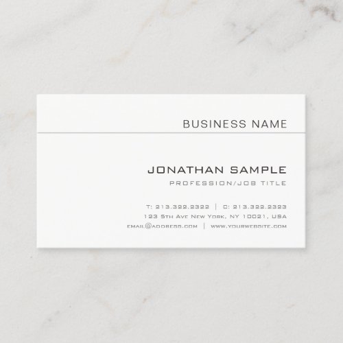 Elegant Modern Sleek Design Professional Plain Business Card