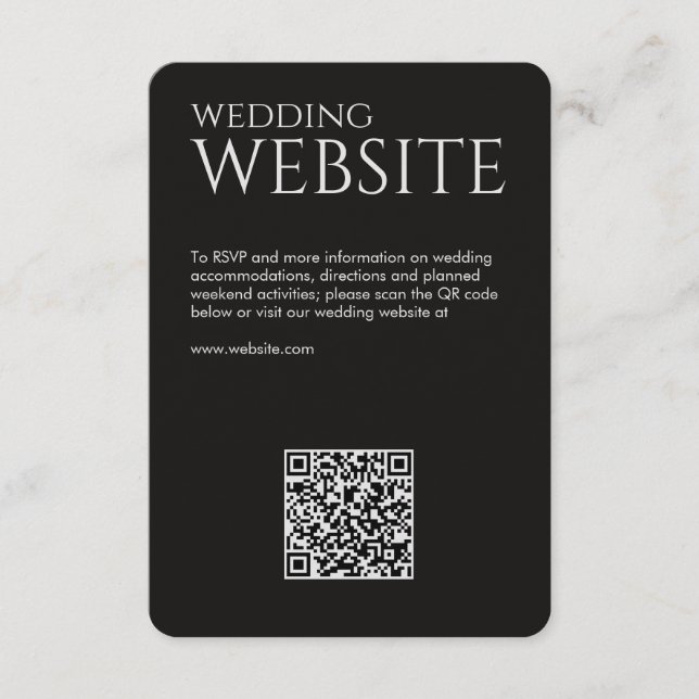 Elegant Modern Smoke Black Wedding Enclosure Card (Front)
